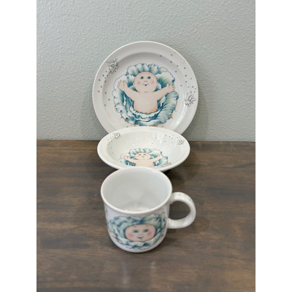 Vintage 1984 Cabbage Patch Royal Worcester Kids Plate Bowl and Mug Set Porcelain